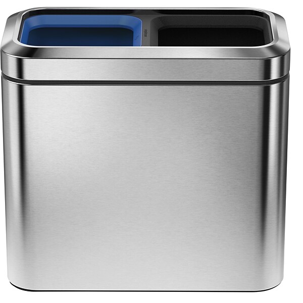simplehuman® Slim Open Recycling Bin, Brushed Stainless Steel, 5.25 Gallon