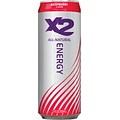 X2 All Natural Energy Drink, Raspberry, 12 oz. Cans, 12/Pack