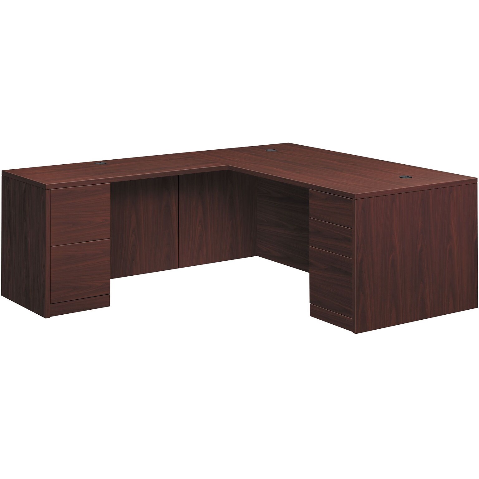 HON 10500 Series L-Station, Right, Mahogany Finish