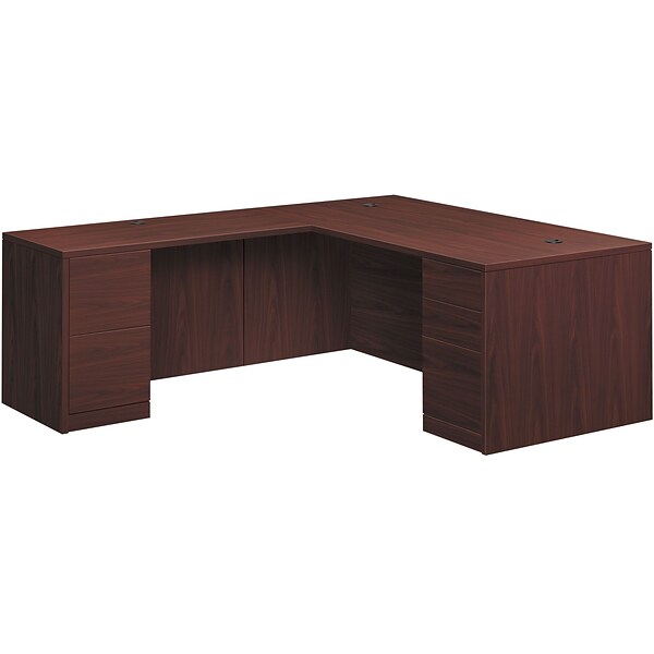 HON 10500 Series L-Station, Right, Mahogany Finish