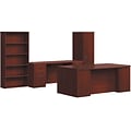 basyx by HON BL Series Office Suite with Wardrobe, Desking, Mahogany, 67.0H x 122.0W x 102.0D