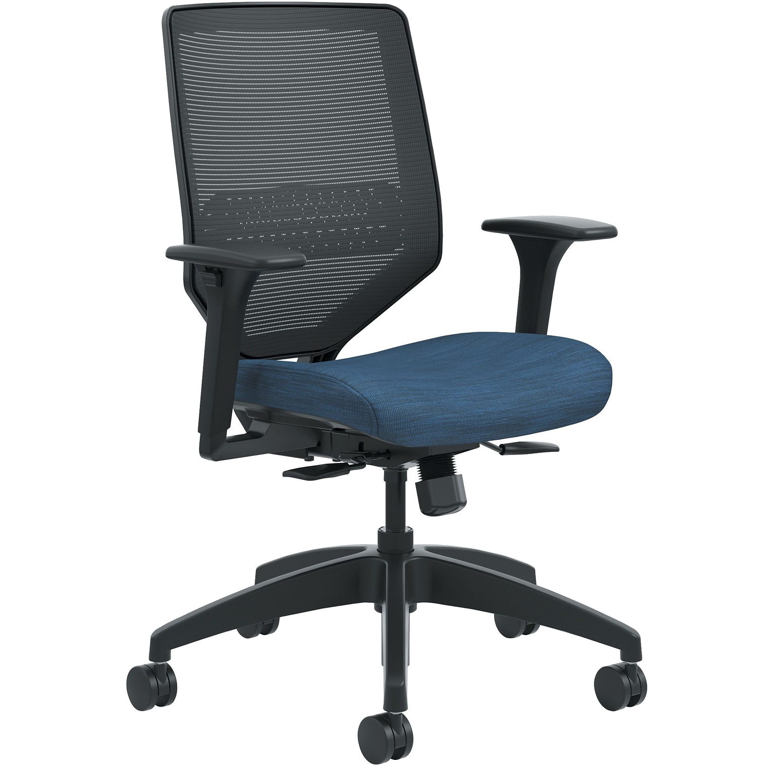 HON Solve ilira-Stretch Mesh/Fabric Mid-Back Task Chair, Black/Midnight