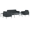 HON Contemporary Lounge with Tables, Black Leather, Chestnut (BSXVLLOUNGEC1)
