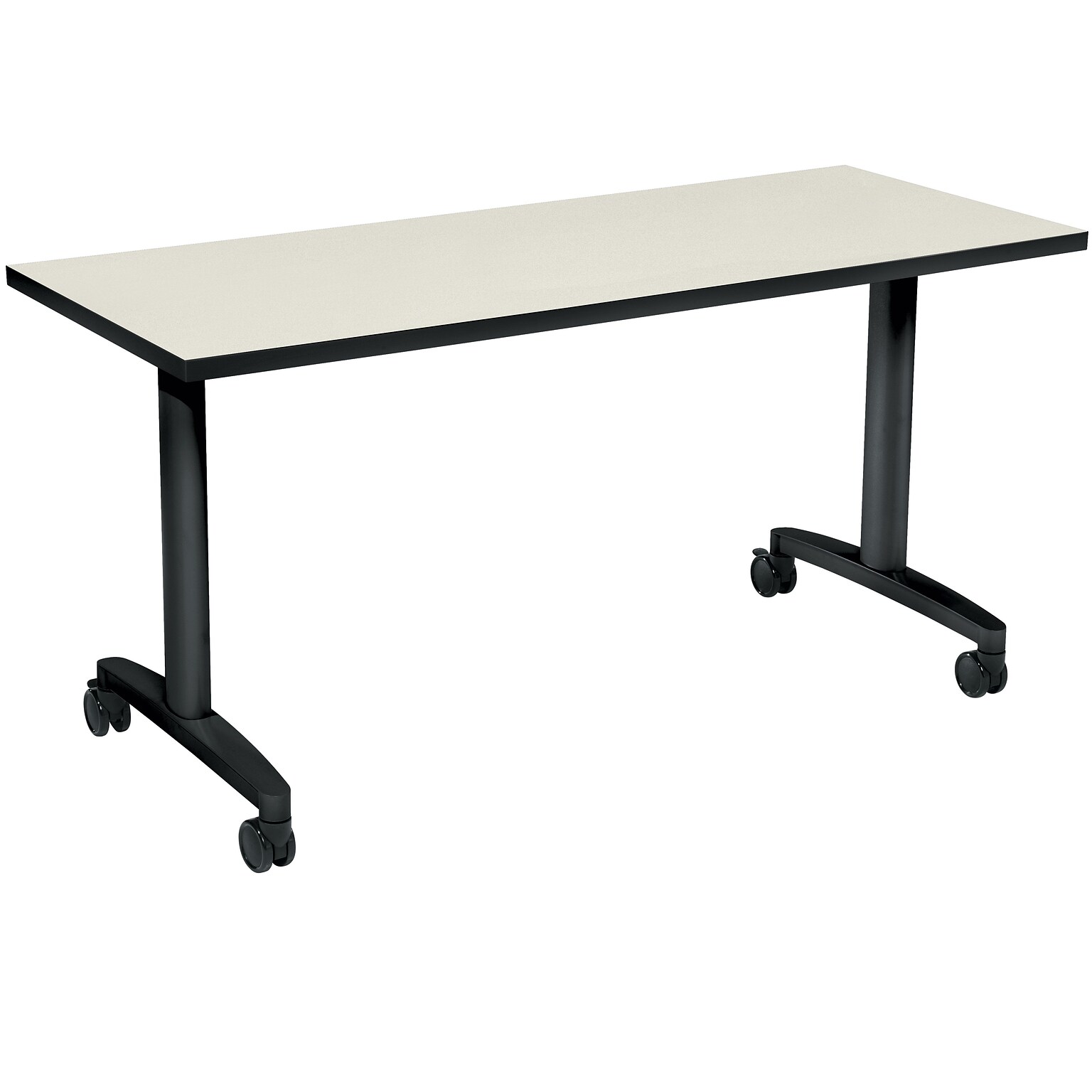 HON Huddle Table, Flip Base, Silver Mesh Laminate, 60W