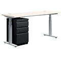 HON Adjustable Table with Mobile Pedestal Table, Brilliant White, 72W x 24D (HONHAT2472PW)