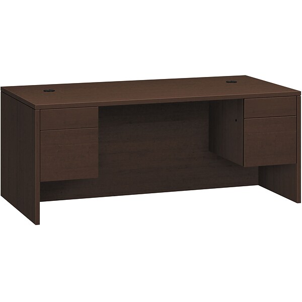HON 10500 Series Double Pedestal Desk, 4 File Drawers, 72W, Mocha Finish (HON10593MOMO)