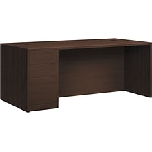 HON 10500 Series Left Pedestal Desk, 2 Box/1 File Drawer, 72W, Mocha Finish