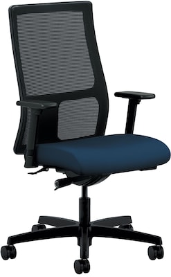 HON Ignition ilira-Stretch Mesh/Fabric Mid-Back Task Chair, Height and Width Adjustable Arms, Black/