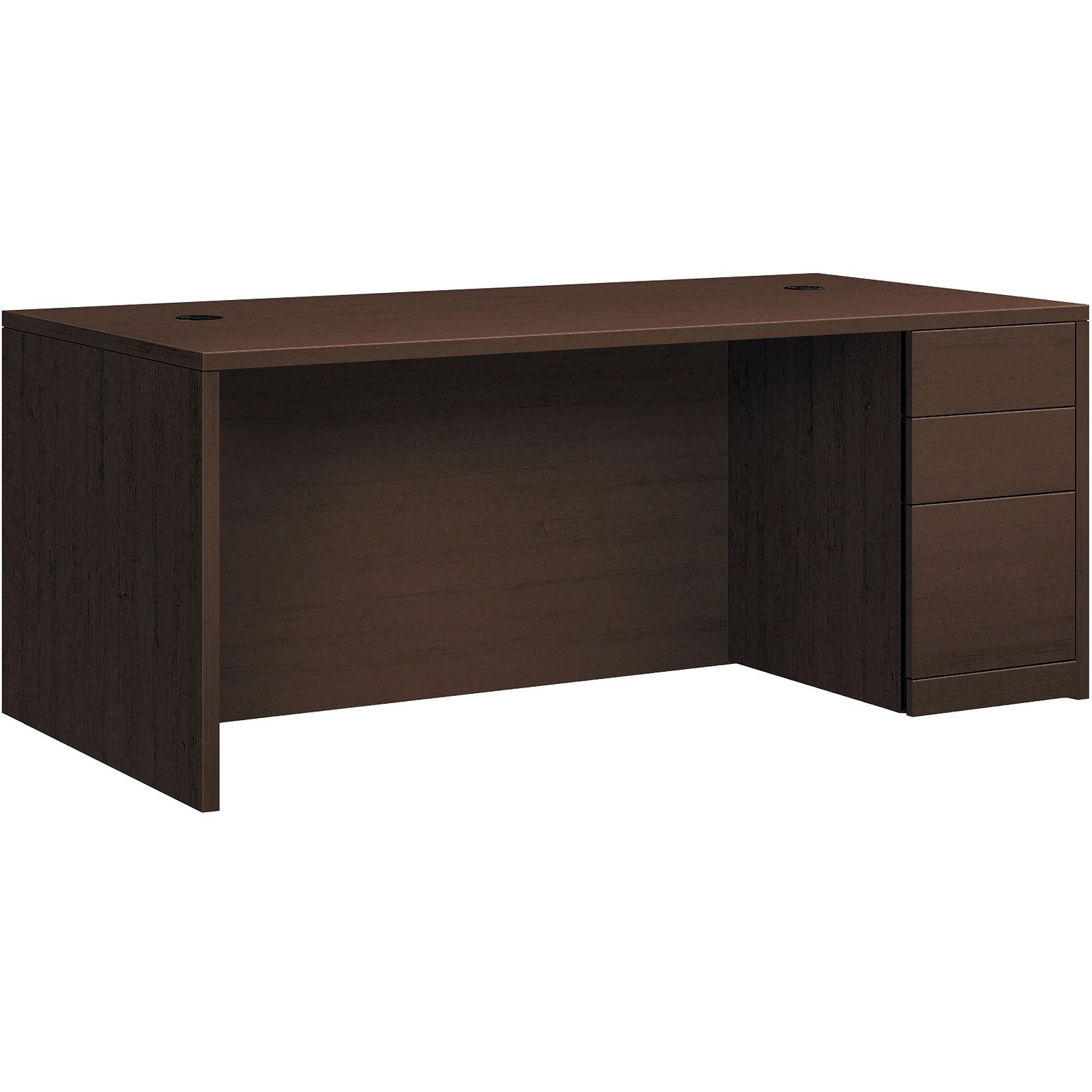 HON 10500 Series Right Pedestal Desk, 2 Box/1 File Drawer, 72W, Mocha Finish