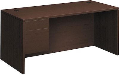 HON 10500 Series Left Pedestal Desk, 1 Box/1 File Drawer, 66W, Mocha Finish