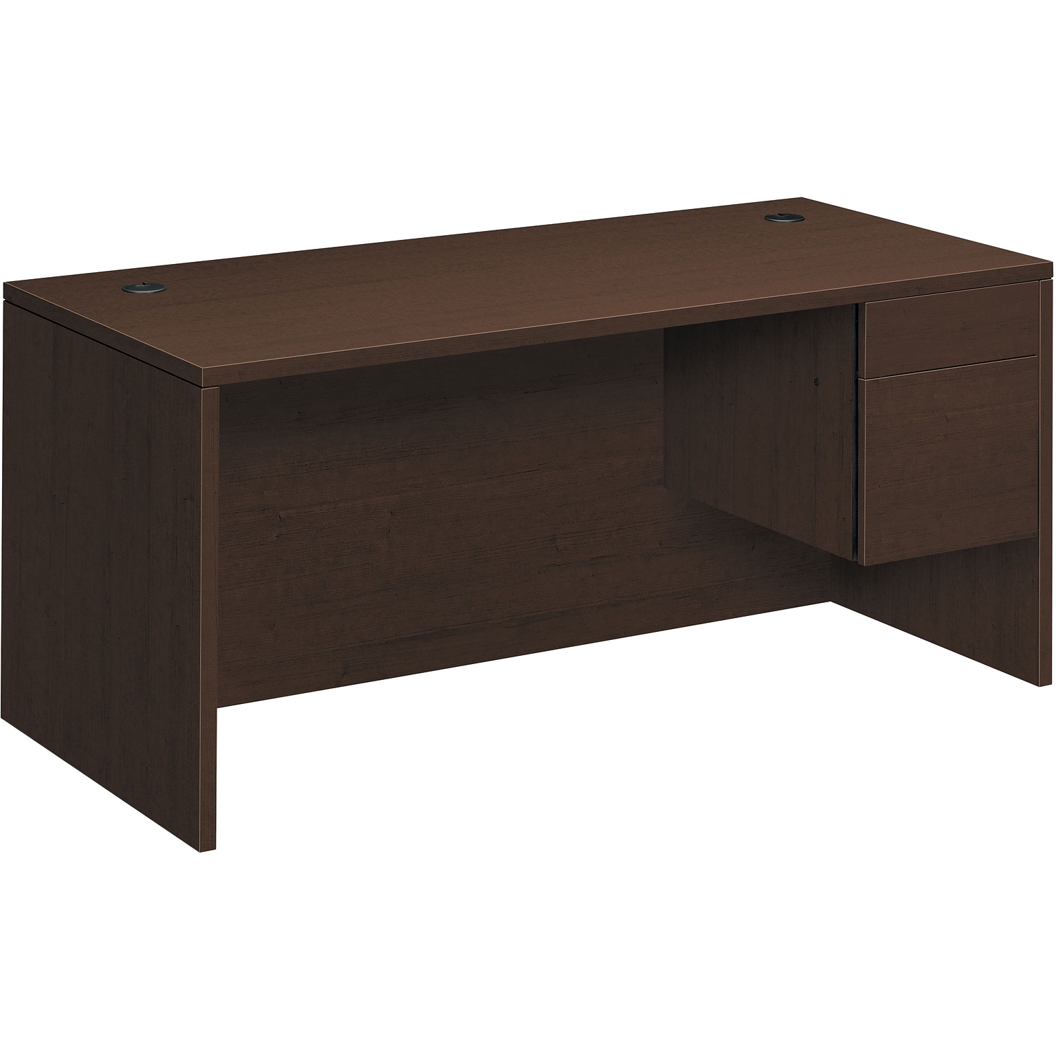 HON 10500 Series Right Pedestal Desk, 1 Box/1 File Drawer, 66W, Mocha Finish