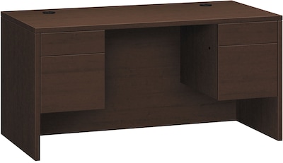 HON 10500 Series Double Pedestal Desk, 2 Box/2 File Drawers, 60W, Mocha Finish (HON10573MOMO)