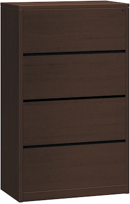 HON 10500 Series 4 Drawer Lateral File Cabinet, Mocha Finish, 36W (HON10516MOMO)