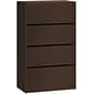 HON 10500 Series 4 Drawer Lateral File Cabinet, Mocha Finish, 36"W (HON10516MOMO)