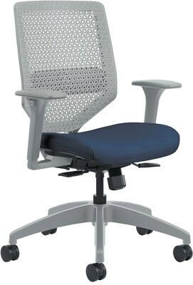 HON Solve Titanium ReActiv Back Fabric/Mesh Mid-Back Task Chair, Midnight Seat Fabric (HONSVR1AILC90