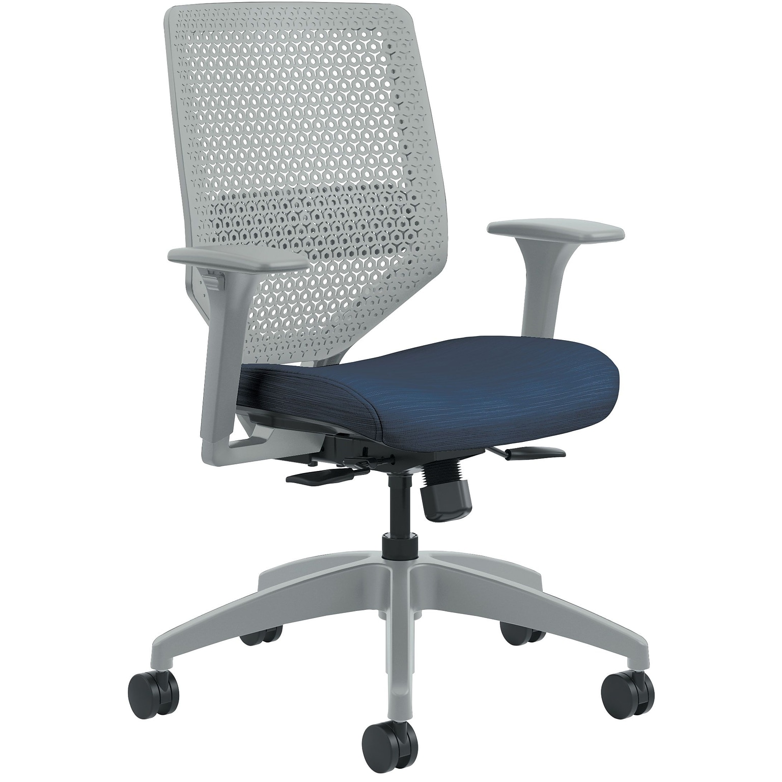 HON Solve Titanium ReActiv Back Fabric/Mesh Mid-Back Task Chair, Midnight Seat Fabric (HONSVR1AILC90TK)