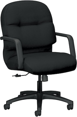 HON Pillow-Soft Fabric Mid-Back Executive Chair, Black, Fixed Arms (HON2092CU10T)