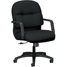 HON Pillow-Soft Fabric Mid-Back Executive Chair, Black, Fixed Arms (HON2092CU10T)