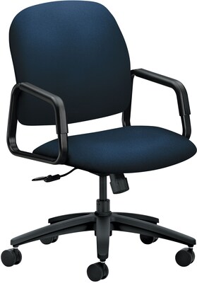 HON Solutions Seating Fabric High-Back Executive Chair, Navy, Fixed Arms (HON4001CU98T)