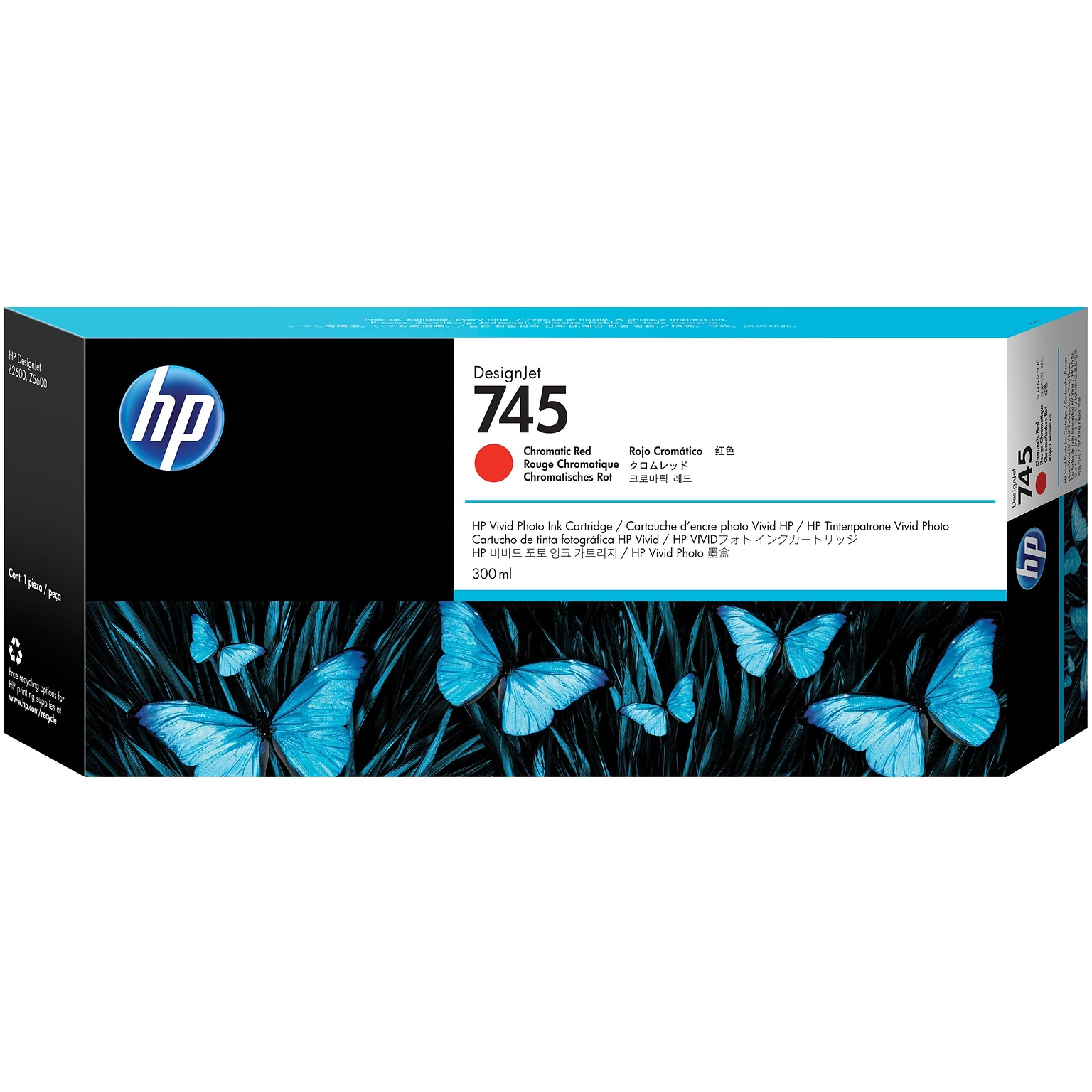 HP 745 Chromatic Red High Yield Ink Cartridge (F9K06A)