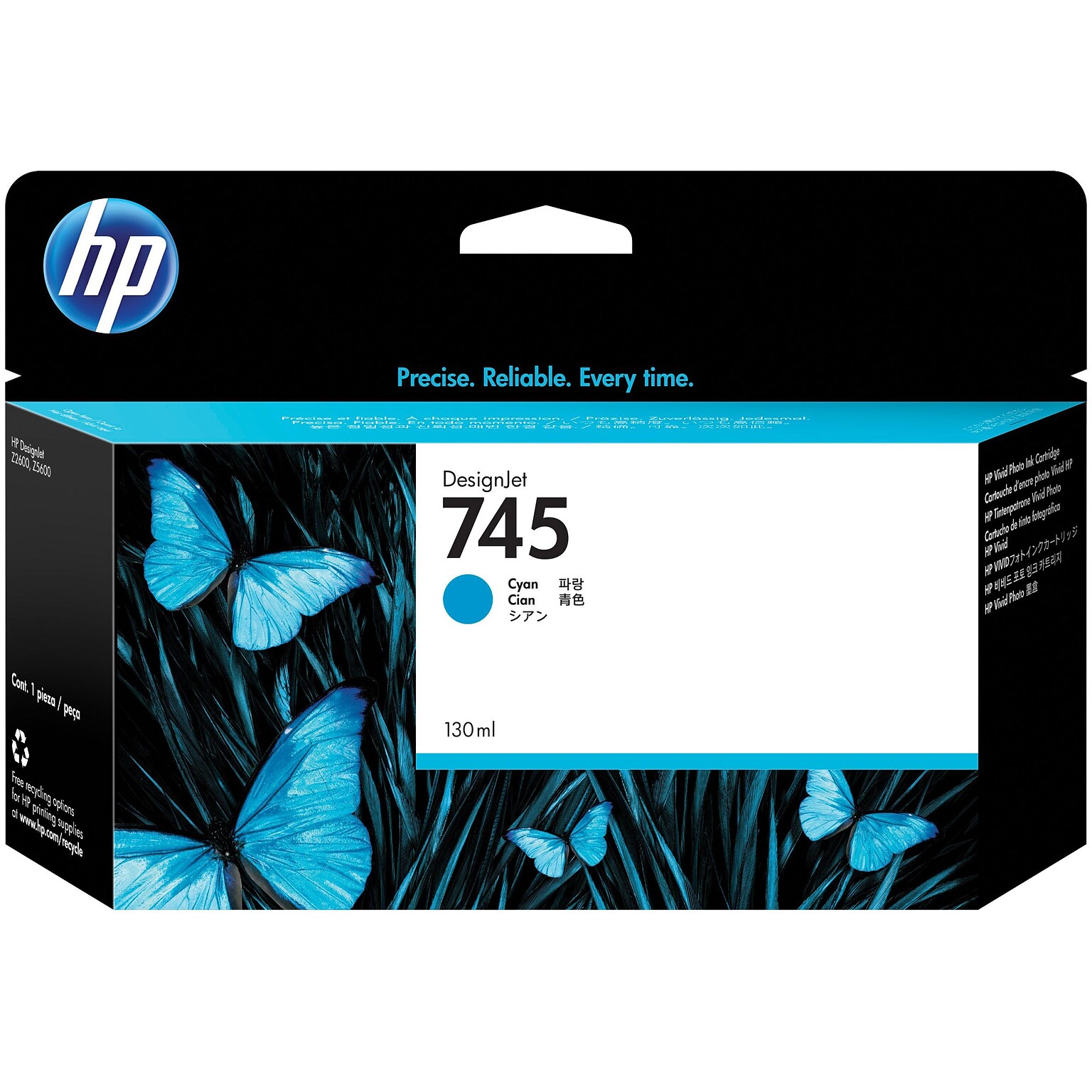 HP 745 Cyan Standard Yield DesignJet Ink Cartridge (F9J97A)