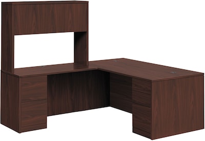 HON 10500 Series L-Station, Stack-On Storage, Right, Mahogany Finish