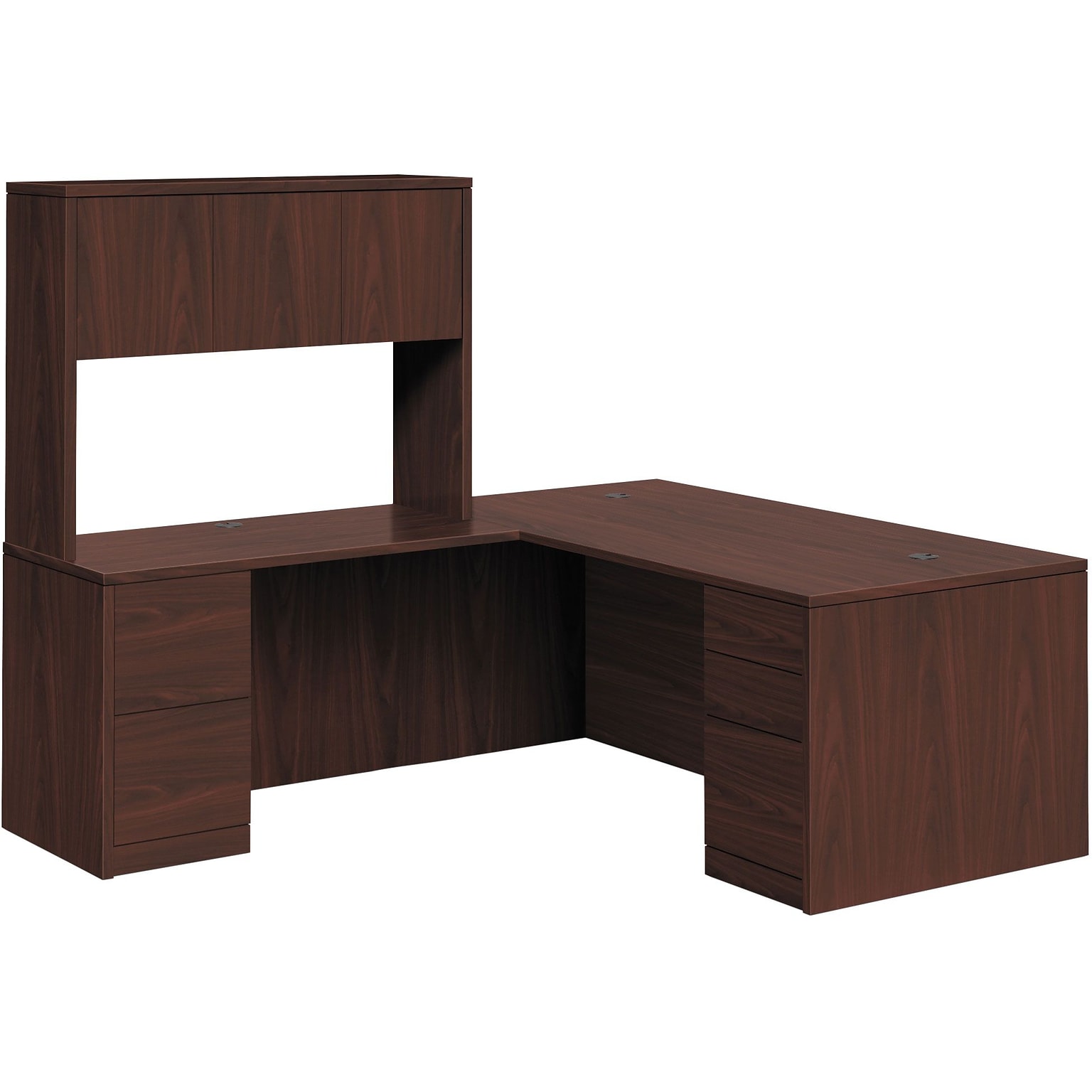 HON 10500 Series L-Station, Stack-On Storage, Right, Mahogany Finish