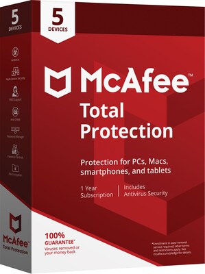 McAfee® Total Protection for 5 Devices (1-5 Users), Boxed (MTP00EST5RAA)