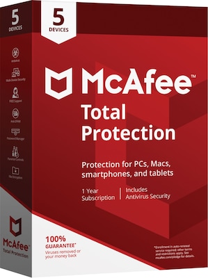 McAfee® Total Protection for 5 Devices (1-5 Users), Boxed (MTP00EST5RAA)