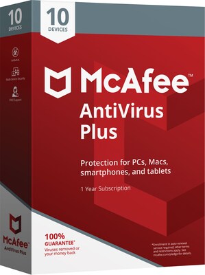 McAfee® AntiVirus Plus for 10 Devices (1-10 Users), Boxed (MAV00ESTXRAA)