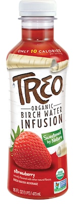 TREO® Organic Birch Water Infusion Strawberry, 16 Oz., 12/CT