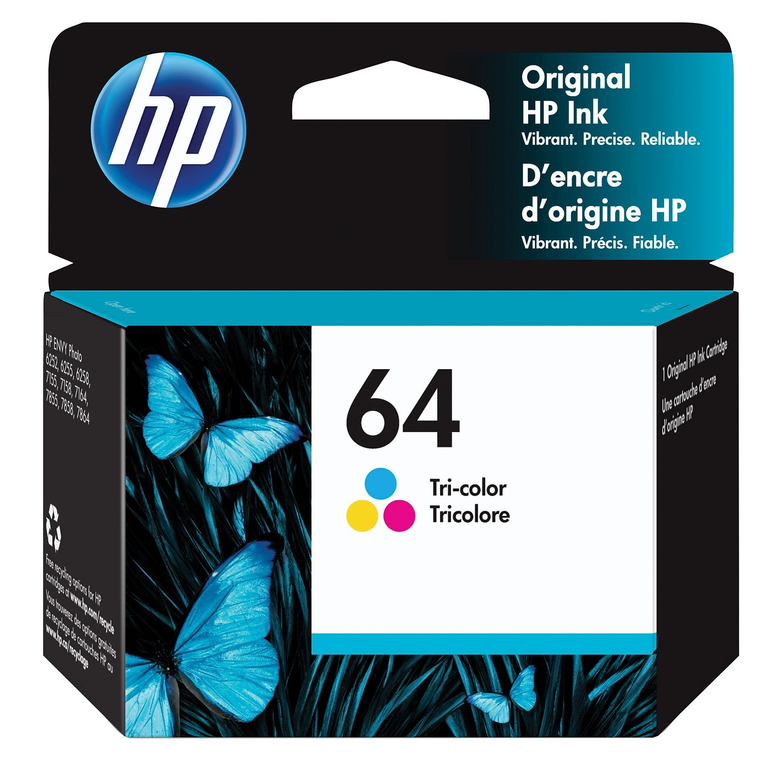 HP 64 Tri-Color Standard Yield Ink Cartridge (N9J89AN)