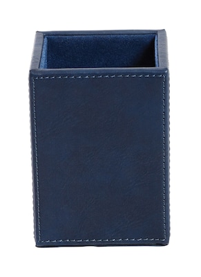 Staples® Pencil Cup, Faux Leather, Blue
