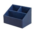 Staples® Desk Organizer, Faux Leather, Blue
