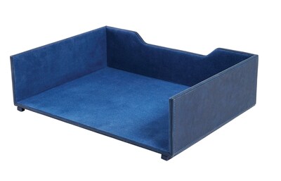 Staples® Stackable Letter Tray, Faux Leather, Blue