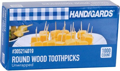 Handgards® Toothpicks Round Wood Unwrapped 12,000/CT (431409)