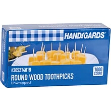 Handgards® Toothpicks Round Wood Unwrapped 12,000/CT (431409)