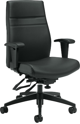 Offices to Go™ Luxhide Managers Chair, Adjustable Arms, Black (OTG2913-BL20)