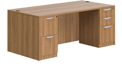 Offices To Go Superior Laminate Double Pedestal Desk, Autumn Walnut (TDOTG17-AWL)