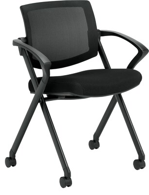 Offices To Go Mesh Flip Seat Nester with Arms, Black (OTG11340B)