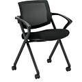 Offices To Go Mesh Flip Seat Nester with Arms, Black (OTG11340B)