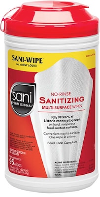 Sani Professional® Sani-Wipe® No-Rinse Multi-Surface Sanitizing Wipe, 95/Pk, 6/Ct (P56784CT)