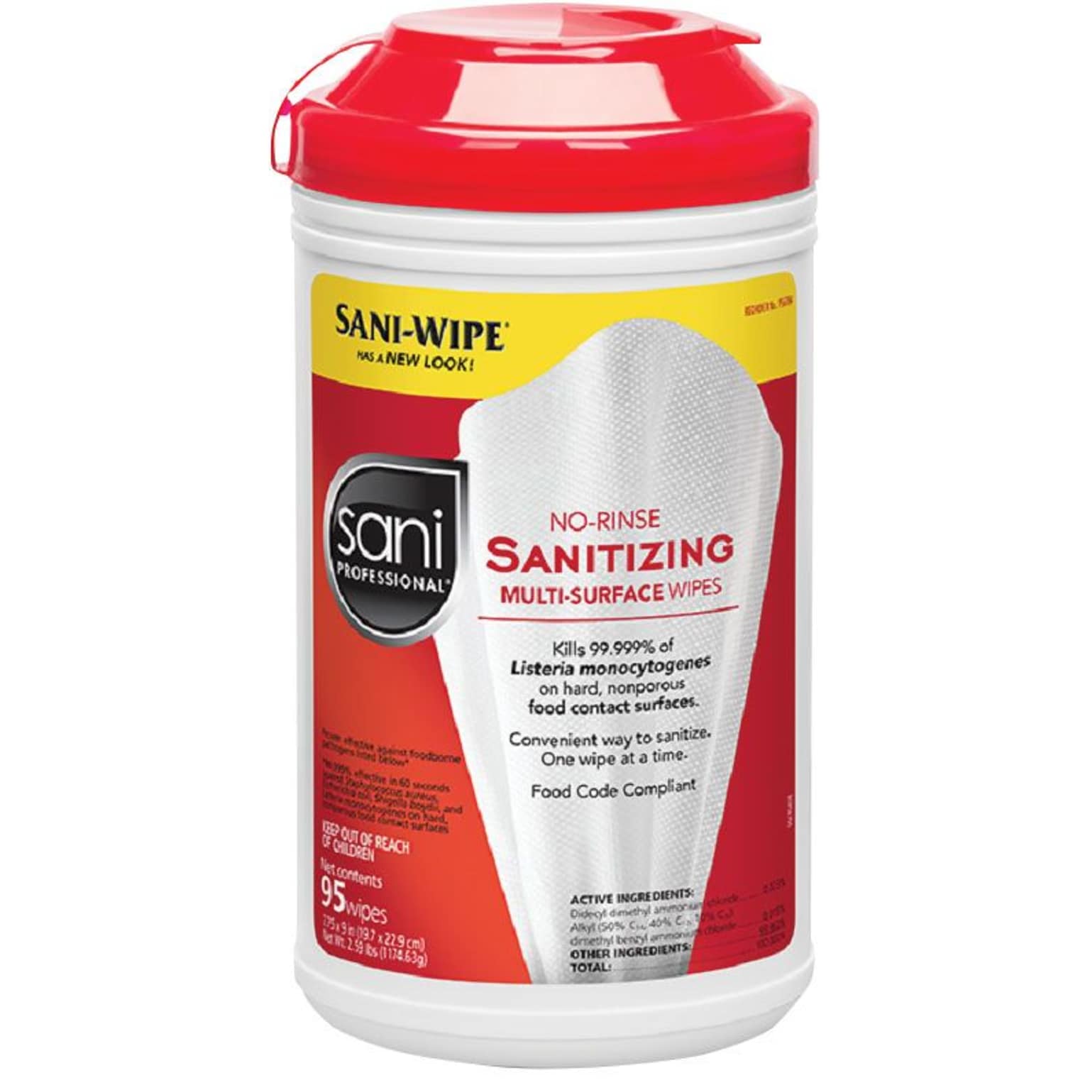 Sani Professional® Sani-Wipe® No-Rinse Multi-Surface Sanitizing Wipe, 95/Pk, 6/Ct (P56784CT)