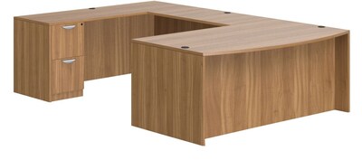 Offices To Go Superior Laminate Bow Front Desk, Autumn Walnut