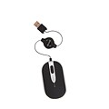 Staples USB Mini Retractable Optical Mouse, Black