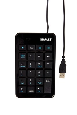 Staples Portable USB Numeric Keypad, Black (51203)