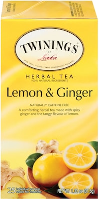 Twinings® Lemon & Ginger Herbal Tea Bags, 25/Box (TNA85145)