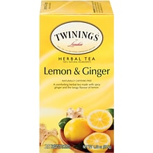 Twinings® Lemon & Ginger Herbal Tea Bags, 25/Box