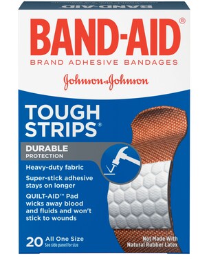 BAND-AID® Adhesive Bandages; Tough Strips, 1x3-1/4, 20/Box
