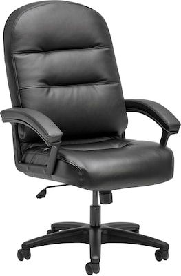 HON Leather Executive Chair, Fixed Arms, Black (HON2095HPWST11T)
